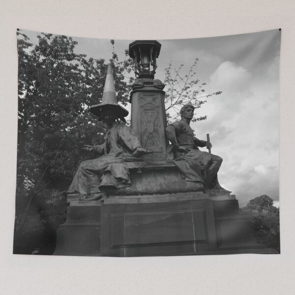 Item preview, 'Bonnie Orange Bonnet' Urban Glasgow Vectorized Black and White Photographic Image  designed and sold by Instaglasgows.