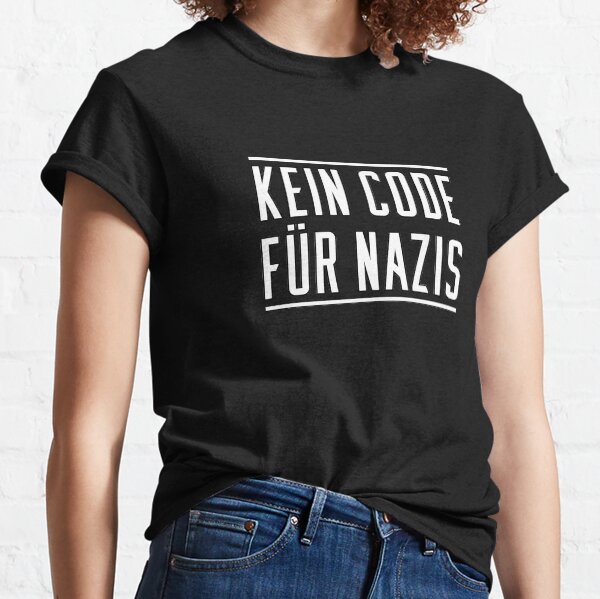 Vista previa del artículo con la obra «Kein Code für Nazis - Sin código para racistas», diseñado y vendido por ArticaDesign.