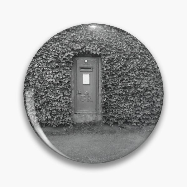 Item preview, 'Post Box in a Hedge' Urban Glasgow Vectorized Black and White Photographic Image  designed and sold by Instaglasgows.