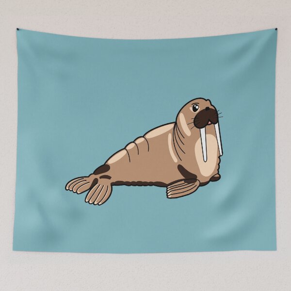 Item preview, Cute Walrus (sea-cow) kawaii style drawing designed and sold by KlaraMacinka.