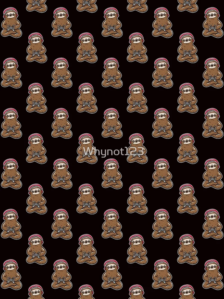 Thumbnail 3 of 3, Scarf, Gamer Sloth Pattern designed and sold by Whynot123.