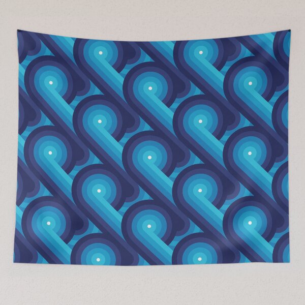 Item preview, Disco Circles Geometric Pattern – Blue designed and sold by RoguePatterns.