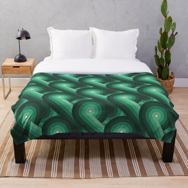 Disco Circles Geometric Pattern – Green Throw Blanket
