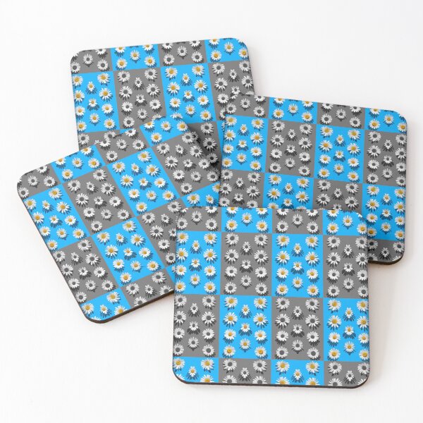 Item preview, Light Blue And Gray Daisy Checkerboard Pattern Print designed and sold by Mary Riley.
