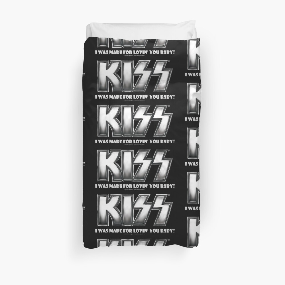 I Was Made For Lovin You Baby Kiss Band Duvet Cover By Vibrantyy Redbubble