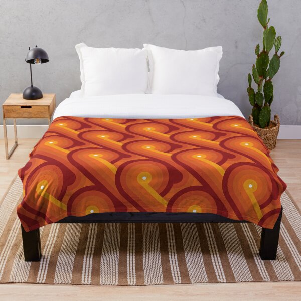 Disco Circles Geometric Pattern – Orange Throw Blanket