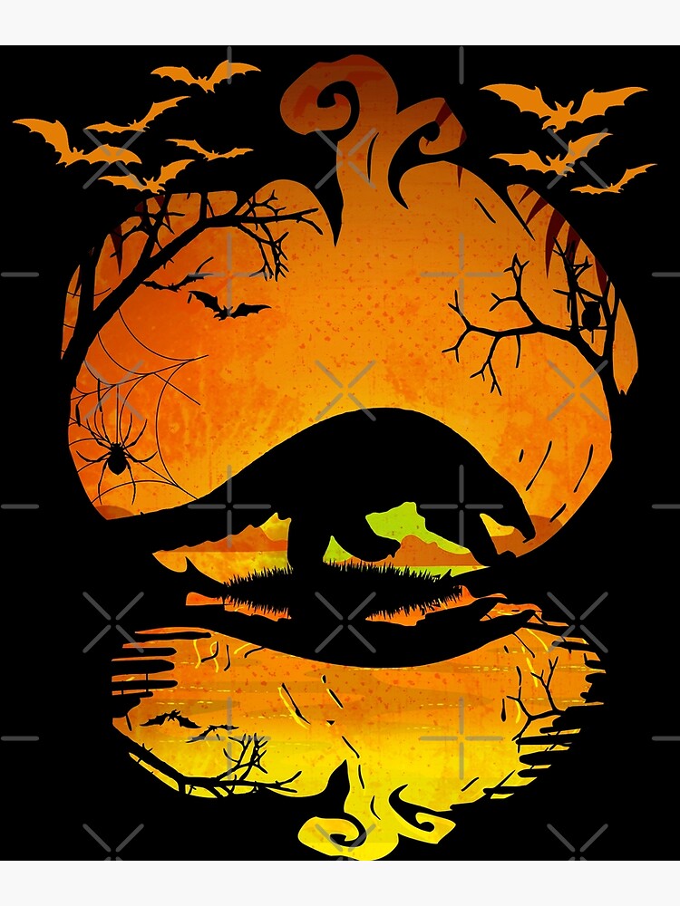 Disover Pangolin Silhouette Pumpkin Pangolin Halloween Costume Gift Premium Matte Vertical Poster