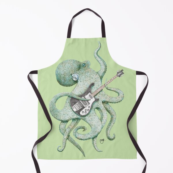 Item preview, SUP - the bass playing Octopus (green on lime) designed and sold by ShorelineSally.