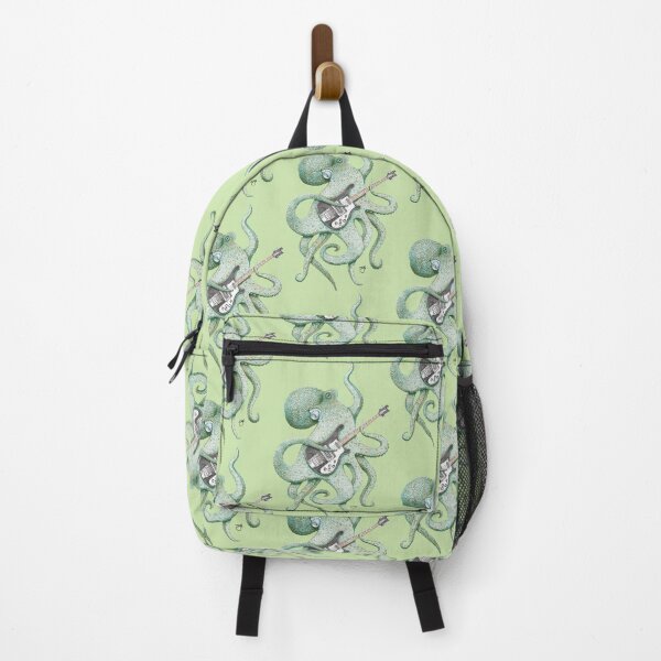 Item preview, SUP - the bass playing Octopus (green on lime) designed and sold by ShorelineSally.