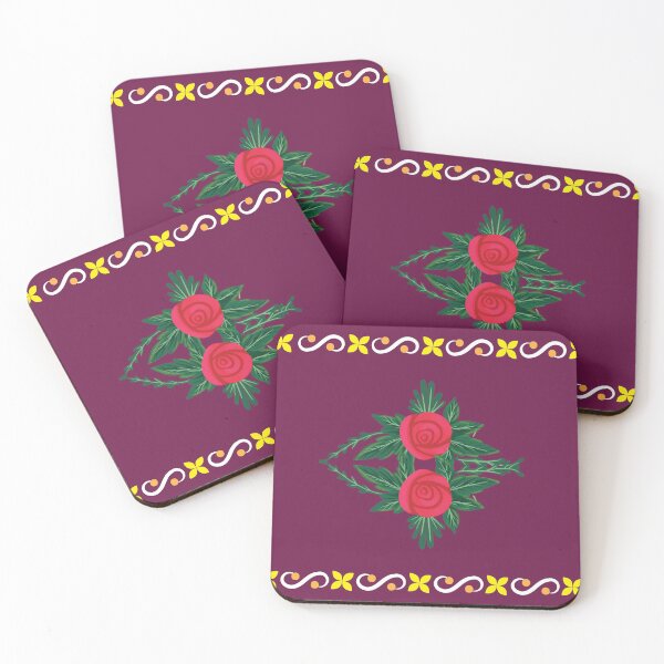 Item preview, Red Roses in Yellow Floral Frame designed and sold by storeIndus.