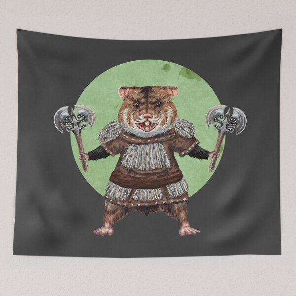 Item preview, Axe Weilding Hamster in grey designed and sold by CharlieCreature.
