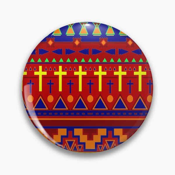 Item preview, Modern Ethnic Inspired Striped Pattern in Blue, Brick Red, Orange and Yellow designed and sold by AlteredAtelier.