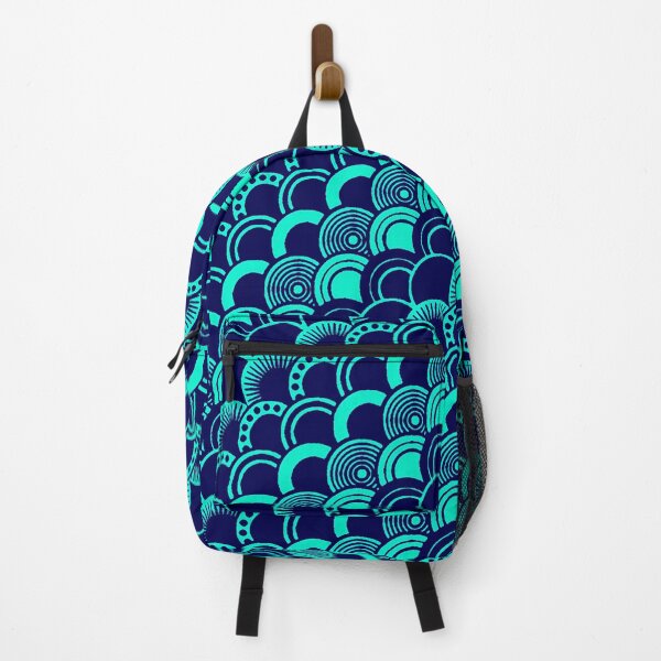 Item preview, NAVY BLUE TURQUOISE DIAGONAL JAPANESE FISH SCALE PATTERN designed and sold by BulganLumini.