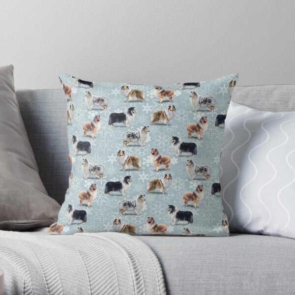 The Christmas Rough Collie Throw Pillow