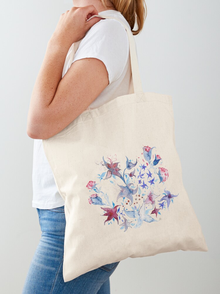 Alice in Wonderland Wildflower Art Print Tote Bag by Paper Moon