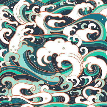Artwork thumbnail, Modern Japanese Wave Pattern by patternhead