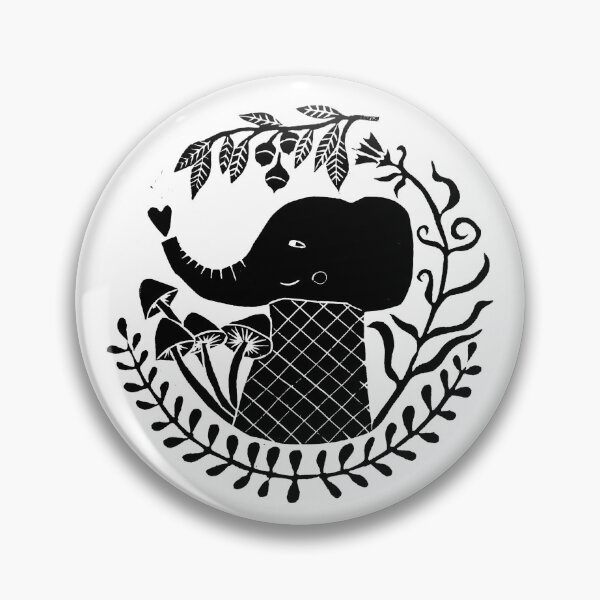 Item preview, ilustración de linoprint negro elefante designed and sold by PinkNounou.