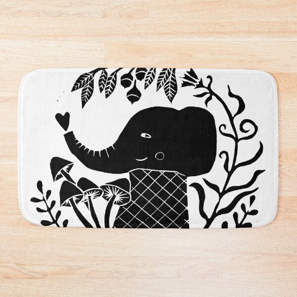 Artikelvorschau, Elefant schwarz Linoprint Illustration entworfen und verkauft von PinkNounou.