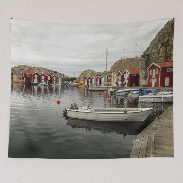 Item preview, Small boats and boathouses in a old town in Sweeden designed and sold by Tanja Dianova.