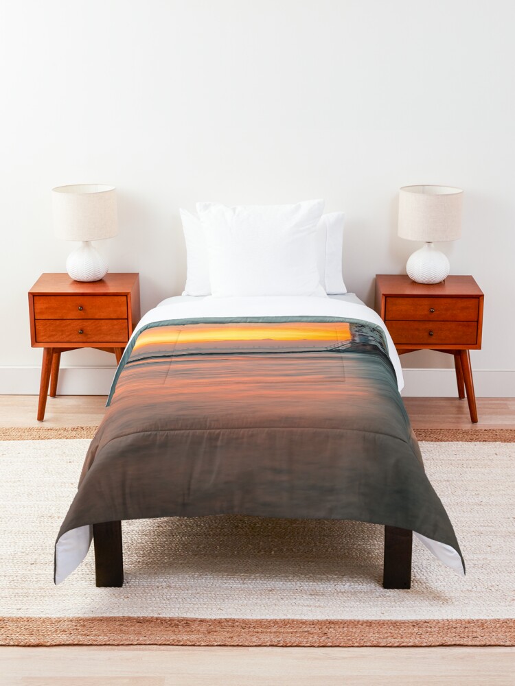Alternate view of Talacre Lighthouse Sunset Wales Comforter