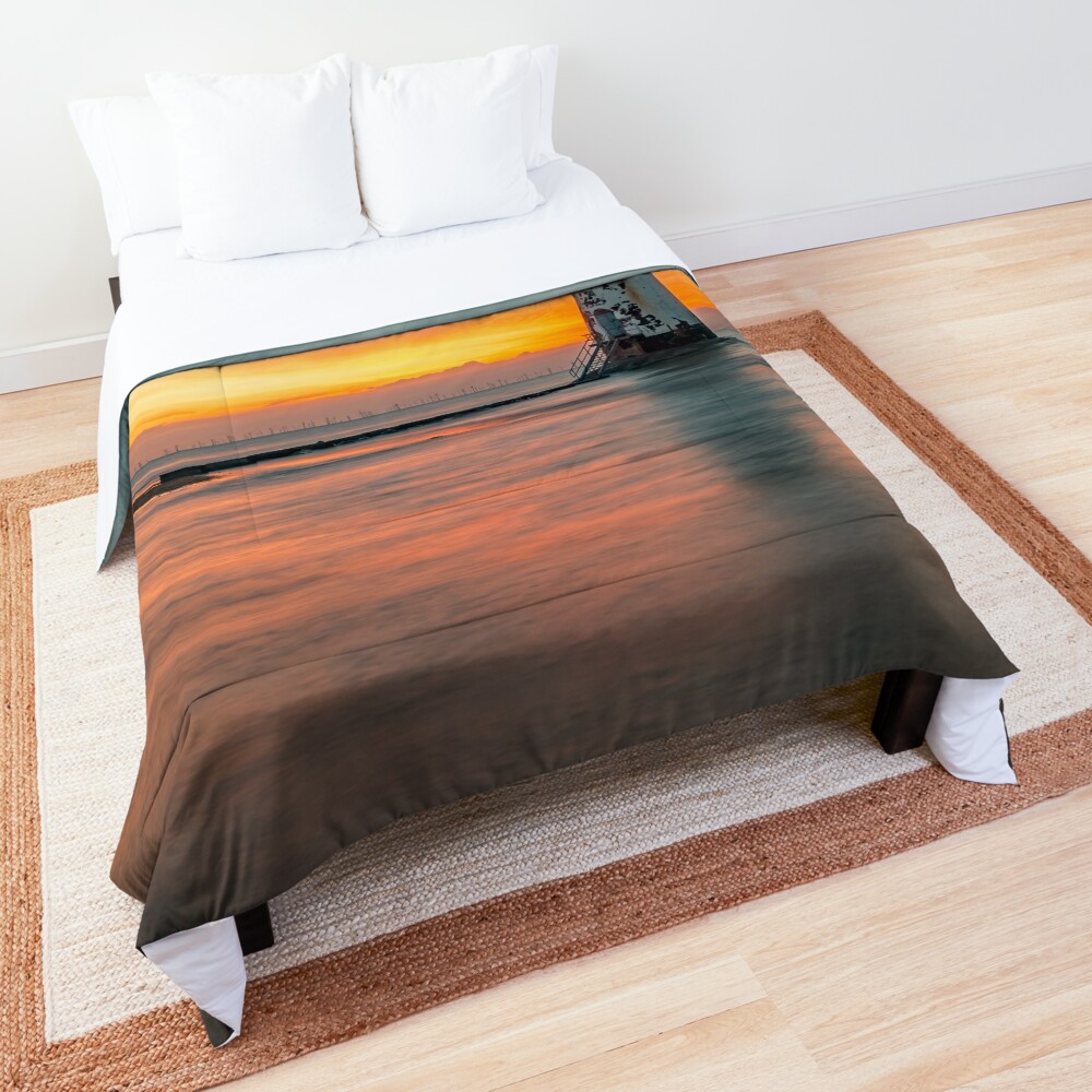 Talacre Lighthouse Sunset Wales Comforter