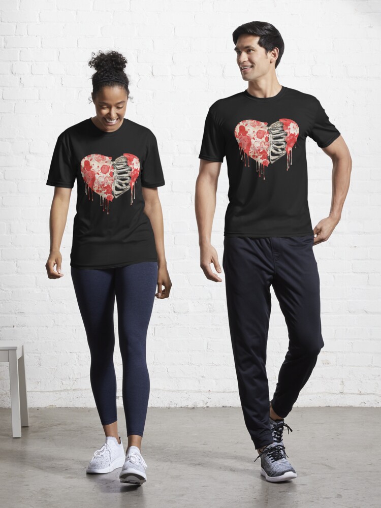 Skeleton With Broken Heart Halloween Shirt' Unisex Baseball T