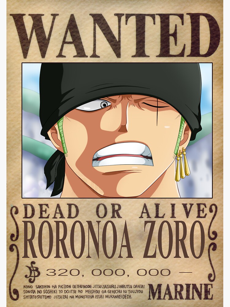 Roronoa Zoro One Piece Wanted Poster