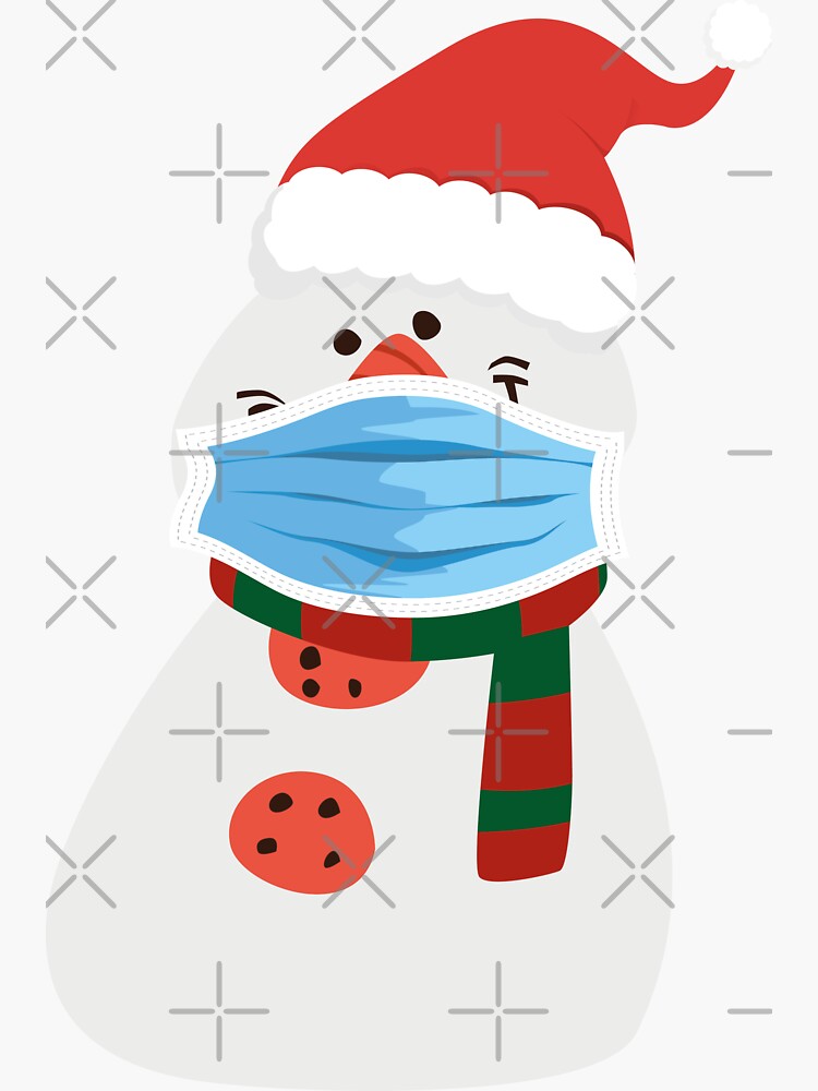 Snowman Wear Mask 2020 Funny Christmas Sticker For Sale By Roxy7922 Redbubble 