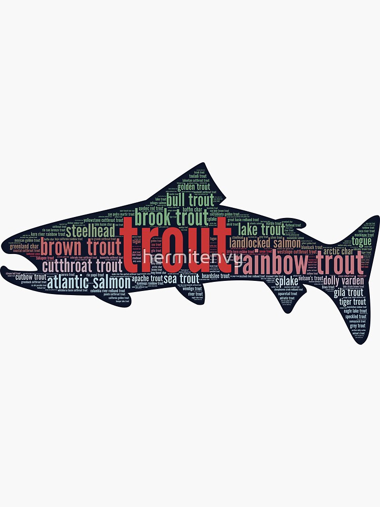 "Trout Word Cloud" Sticker for Sale by hermitenvy Redbubble