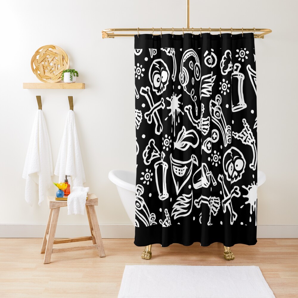 Cool Skateboarding Pattern Shower Curtain By Rcmorigami Redbubble