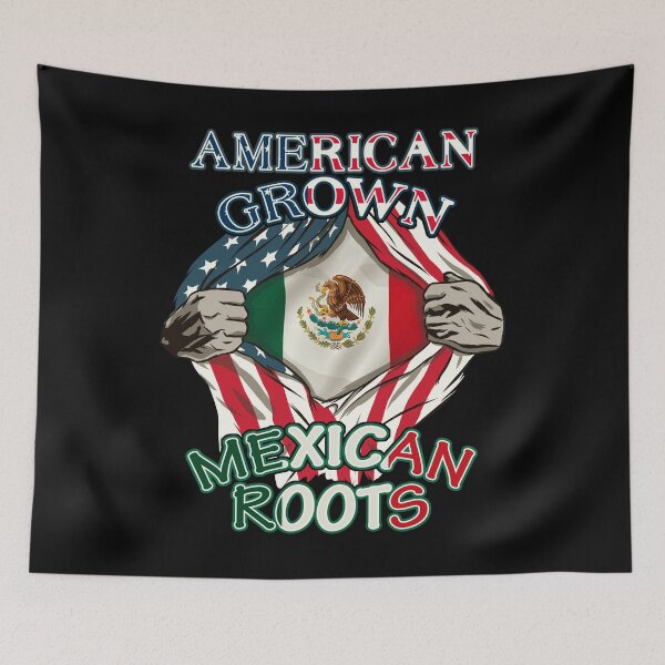 Item preview, American Grown Mexican Roots Tee Proud Flag Love USA Mexico T-Shirt designed and sold by Renergie.