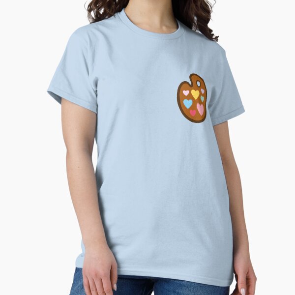 Vista previa del artículo con la obra «Patrón de paleta de pintura con forma de corazón sobre fondo azul», diseñado y vendido por evannave.