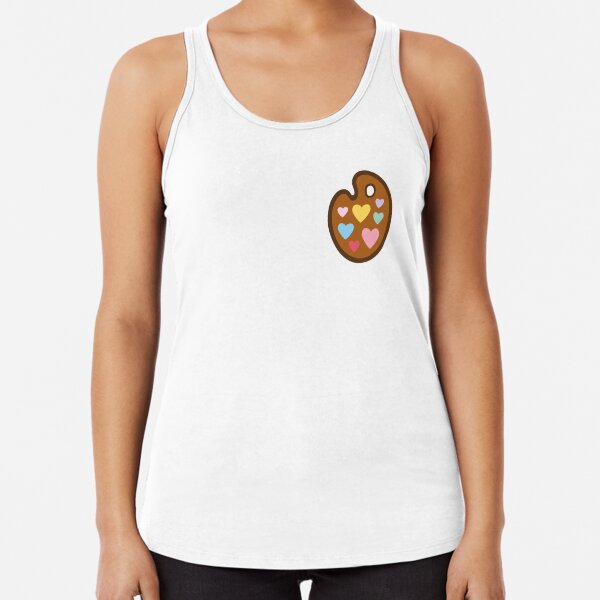 Heart Paint Palette Pattern on Blue Racerback Tank Top