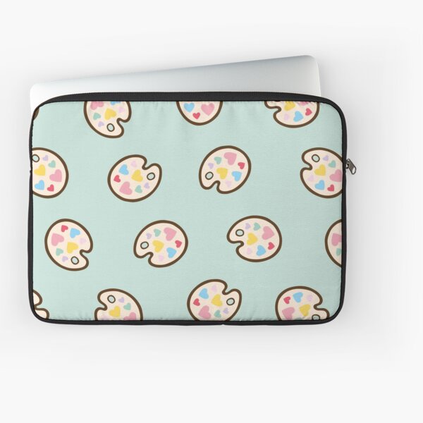Heart Paint Palette Pattern on Mint Laptop Sleeve