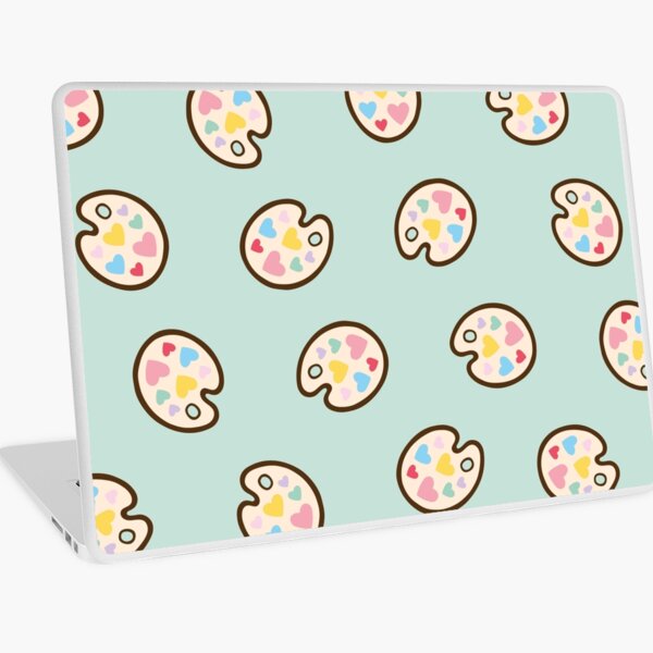 Heart Paint Palette Pattern on Mint Laptop Skin