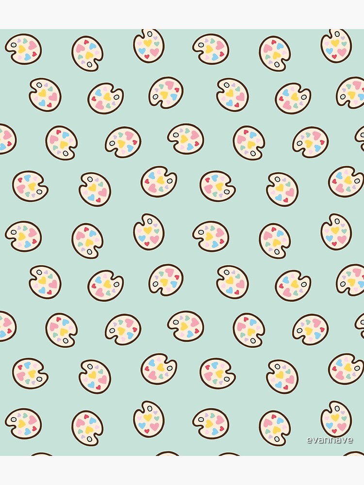 Heart Paint Palette Pattern on Mint by evannave