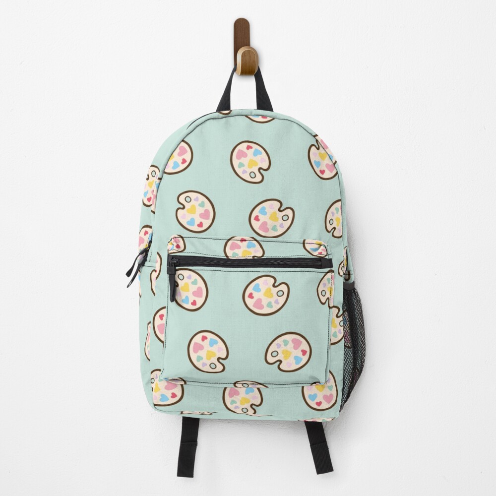 Heart Paint Palette Pattern on Mint Backpack