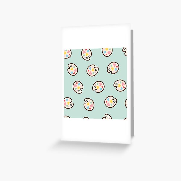 Heart Paint Palette Pattern on Mint Greeting Card