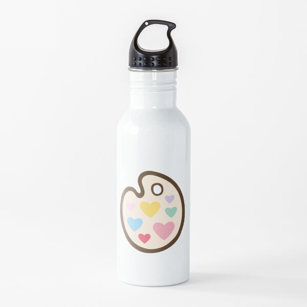 Heart Paint Palette Pattern on Mint Water Bottle