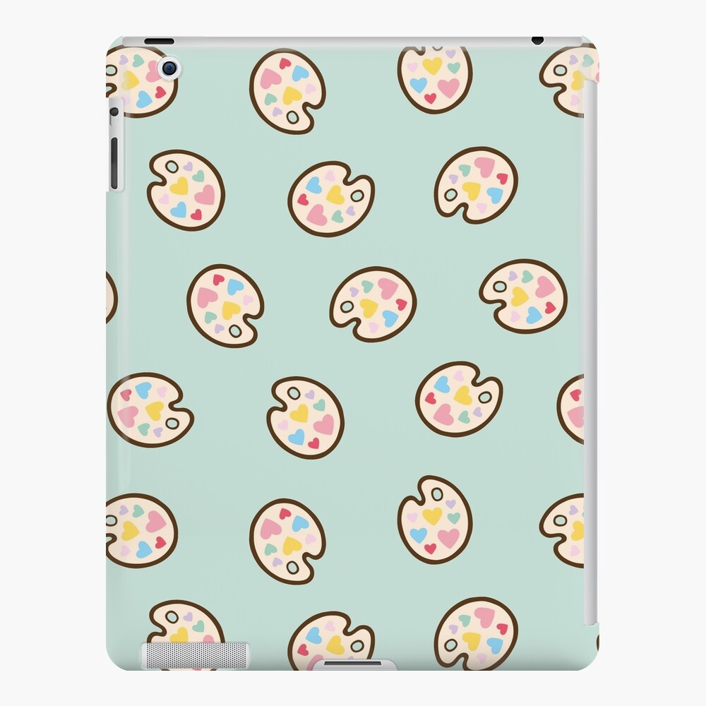 Heart Paint Palette Pattern on Mint iPad Case & Skin