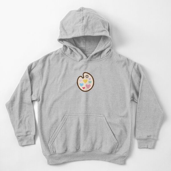 Heart Paint Palette Pattern on Mint Kids Pullover Hoodie