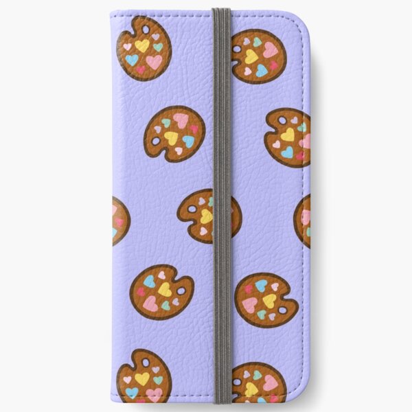 Heart Paint Palette Pattern on Lilac iPhone Wallet