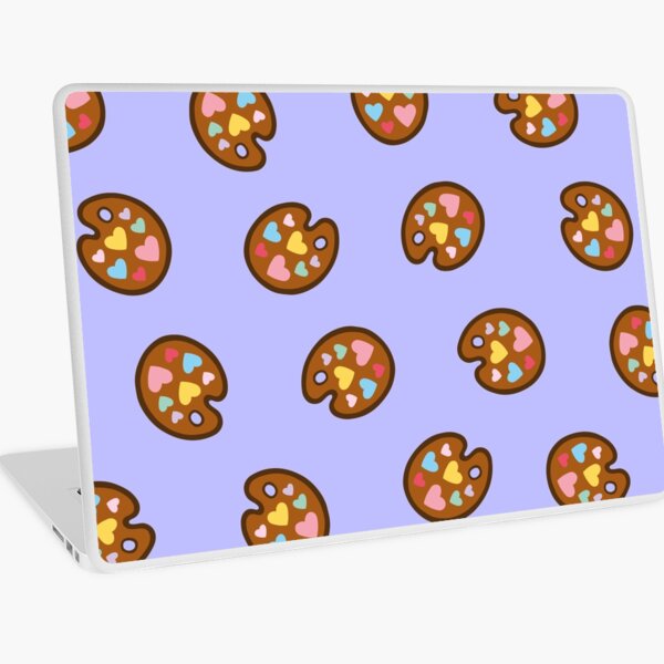 Heart Paint Palette Pattern on Lilac Laptop Skin