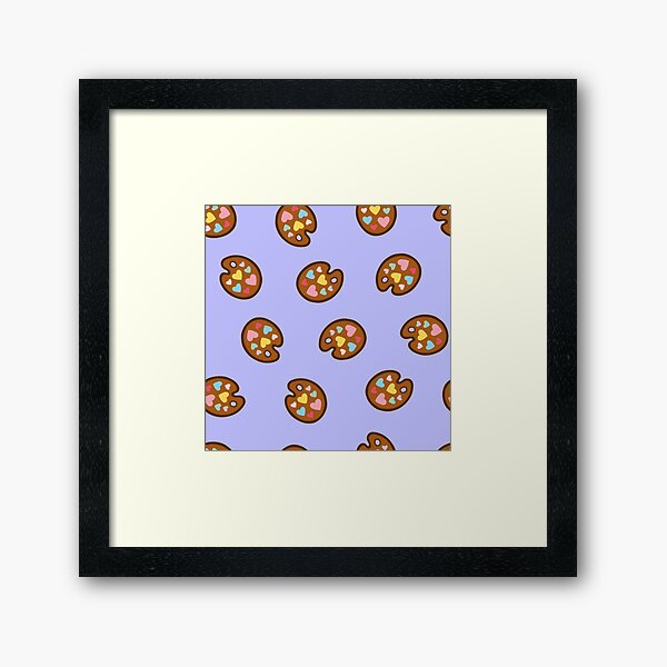 Heart Paint Palette Pattern on Lilac Framed Art Print