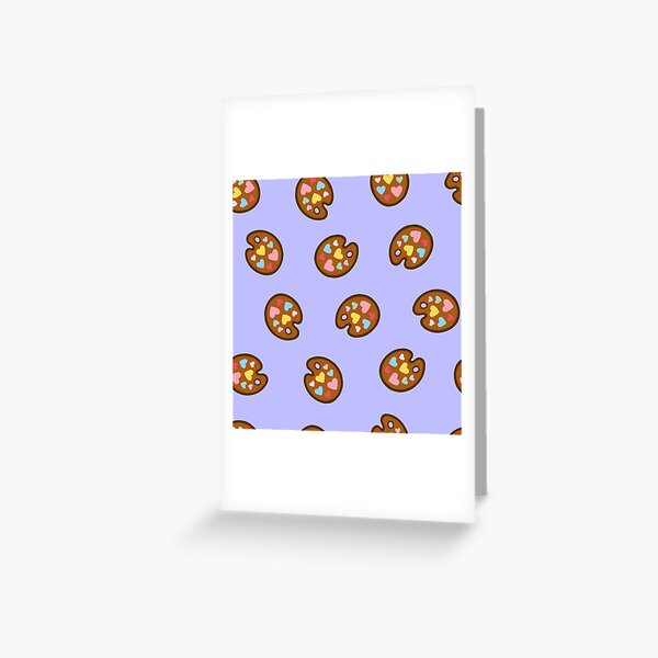 Heart Paint Palette Pattern on Lilac Greeting Card