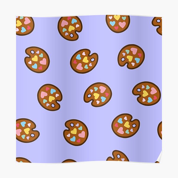 Heart Paint Palette Pattern on Lilac Poster