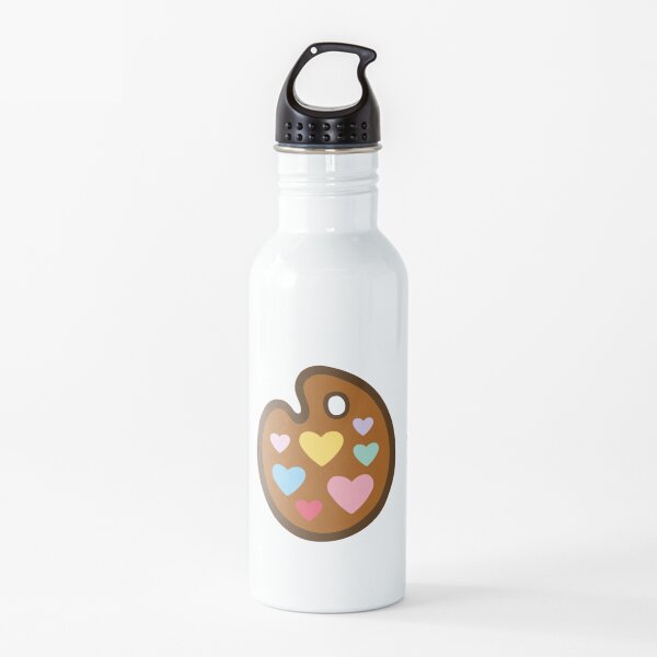 Heart Paint Palette Pattern on Lilac Water Bottle