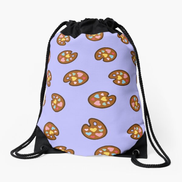 Heart Paint Palette Pattern on Lilac Drawstring Bag