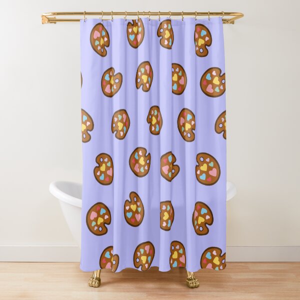 Heart Paint Palette Pattern on Lilac Shower Curtain
