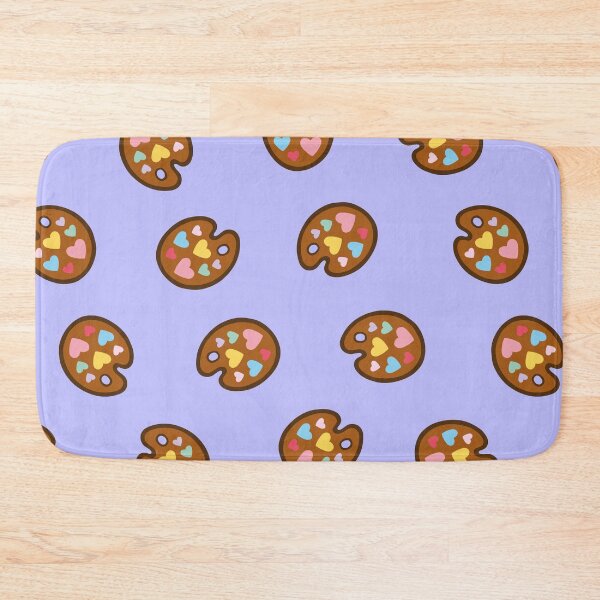 Heart Paint Palette Pattern on Lilac Bath Mat